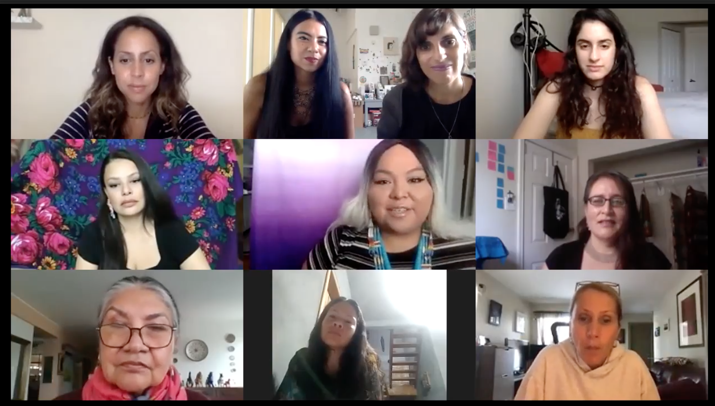 Screen shot from zoom dialogue: Indigenous, Women & Resilience